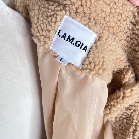 I. AM. GIA. Pixie Teddy Bear Sherpa Tan Jacket Coat L - Picture 4 of 6